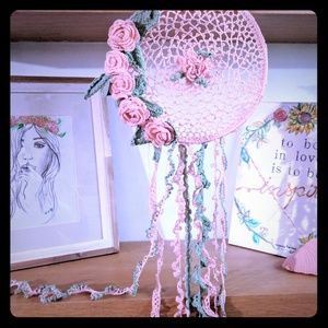 Boho shabby chic hand crotchet dream catcher